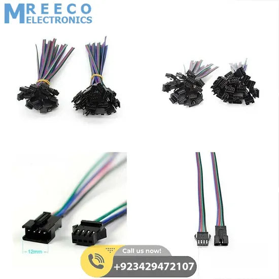 JST SM 3 Pins Plug Male and Female Wire Connector - Side View