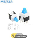 6 Pin Push Lock Button 7X7 PCB Mount DPDT Switch - Front View