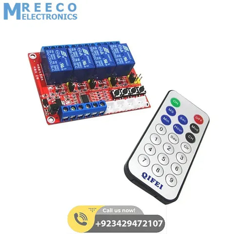 12v 4 Channel IR Infrared Remote Control Switch Relay Module Board Kit - Front View