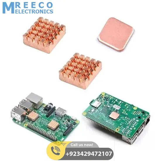 Self Adhesive Pure Copper Heat Sink For Raspberry Pi 3 pi 3 b+ - Side View