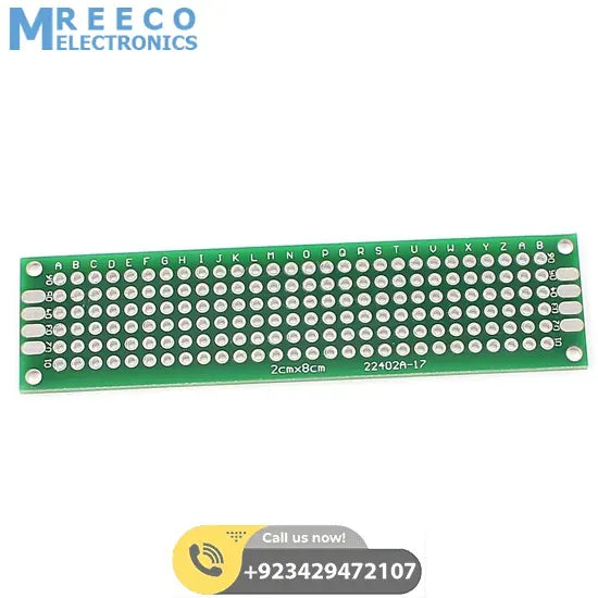 Double Side 2x8 Dotted VeroBoard Printed Circuit PCB Prototype Board Project Board - Front View