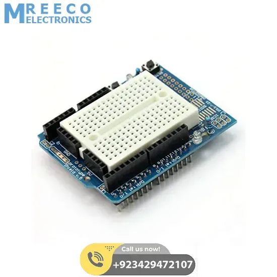Arduino UNO Proto Shield With SYB-170 Mini Breadboard in Pakistan - Back View