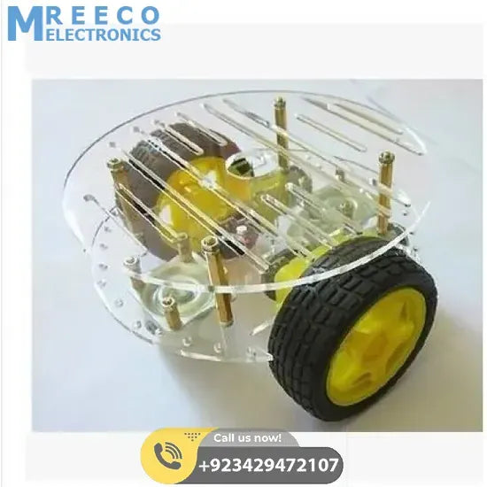 2WD Round Robot Car Chassis In Pakistan - Front View