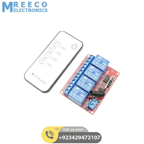 4 Channels RF Remote Control Module DC 12v - Front View