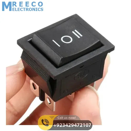 6 Pin 3 Position DPDT Rocker Switch ON OFF ON Power Button Switch - Back View