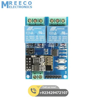 5V ESP8266 Dual-Channel Wifi Relay Smart Home Mobile APP Remote Control Switch In Pakistan - Side View