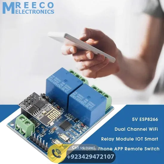 5V ESP8266 Dual-Channel Wifi Relay Smart Home Mobile APP Remote Control Switch In Pakistan - Top View