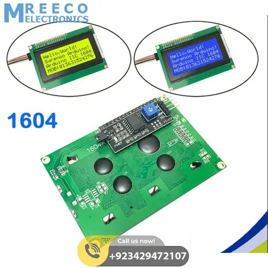 IIC I2C TWI 164 1604 16x4 LCD screen module character series with backlight for Arduino - Front View