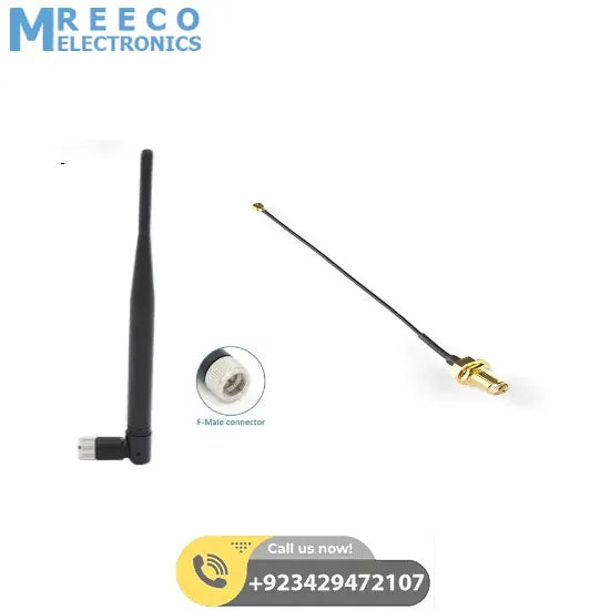 Wemos D1 mini pro external antenna WI-FI Antenna with adapter cable - Front View
