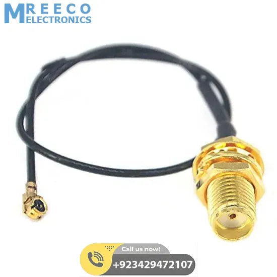 Wemos D1 mini pro external antenna WI-FI Antenna with adapter cable - Side View