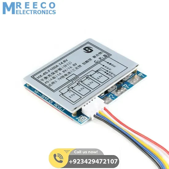 HX-4S-F100A 100A 4S BMS 18650 Battery Protection Board 4S 100A BMS Module - Front View