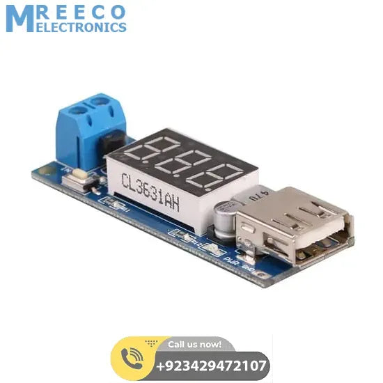 DC To DC 2A USB Charger 4.5-40V To 5V Step-down Buck Converter Voltmeter Module - Side View