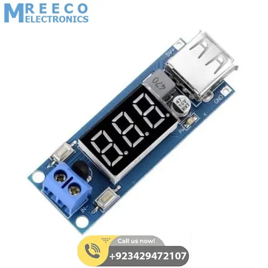 DC To DC 2A USB Charger 4.5-40V To 5V Step-down Buck Converter Voltmeter Module - Back View