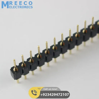 Gold Plated 2.54mm Male 40 Pin Single Row Straight Round Pin Header Strip - Side View