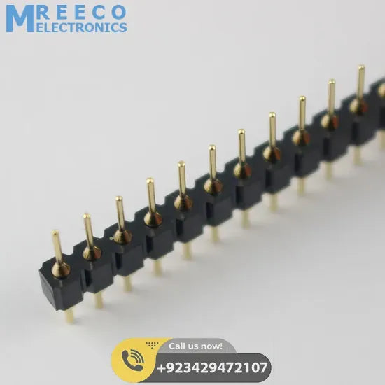 Gold Plated 2.54mm Male 40 Pin Single Row Straight Round Pin Header Strip - Side View