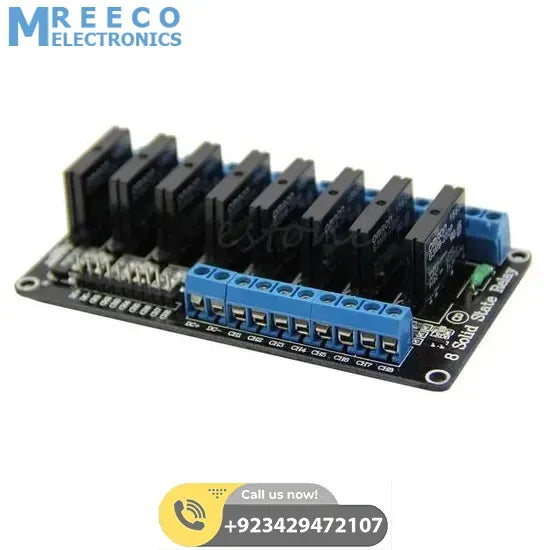 Solid State Relay SSR Module 8 Channel 5V OMRON for Arduino - Side View
