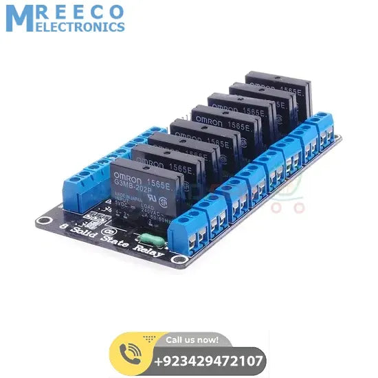 Solid State Relay SSR Module 8 Channel 5V OMRON for Arduino - Back View