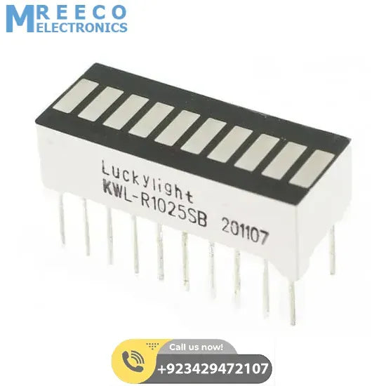 10 Segment LED Bar Graph Red - Front View