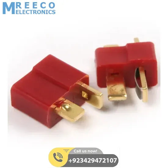 Deans T Connector Pair For RC LiPo Battery - Front View