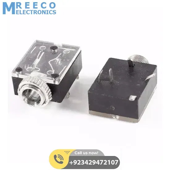 PJ-324 PCB Mount Female Audio Connector DIP Stereo Headphone Jack - Front View