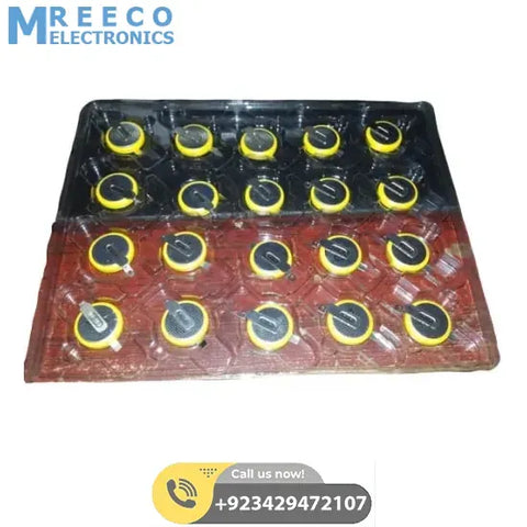 3V Lithium Button Battery Cell With Solder Tabs CR1632 - Front View