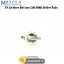 3V Lithium Button Battery Cell With Solder Tabs CR1632 - Back View