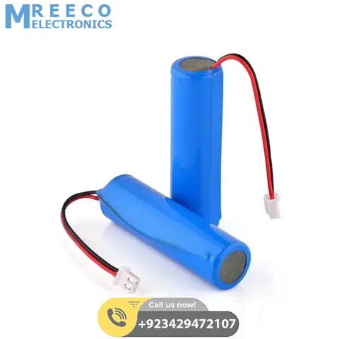 1500mAh 3.7v 18650 Battery With Wire, JST Connector And BMS Protection - Front View