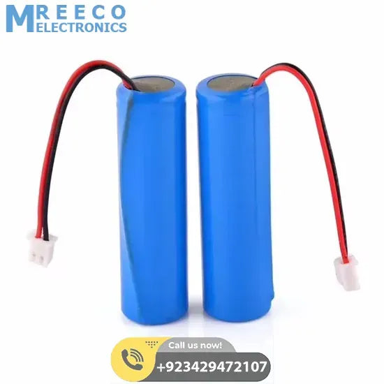 1500mAh 3.7v 18650 Battery With Wire, JST Connector And BMS Protection - Side View