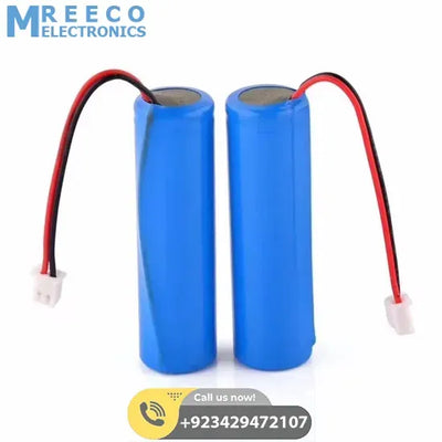 1500mAh 3.7v 18650 Battery With Wire, JST Connector And BMS Protection - Side View