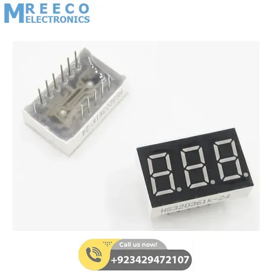 3 Digit Common Cathode 7 Segment LED Display - Side View