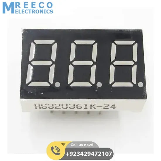 3 Digit Common Cathode 7 Segment LED Display - Back View