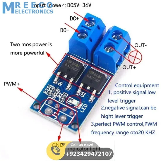 15A 400W MOSFET Trigger Switch Drive Module - Front View