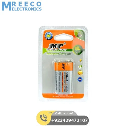 300mAh Ni-Mh Rechargeable 9V Battery - Front View