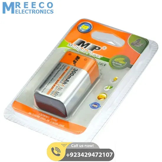 300mAh Ni-Mh Rechargeable 9V Battery - Back View