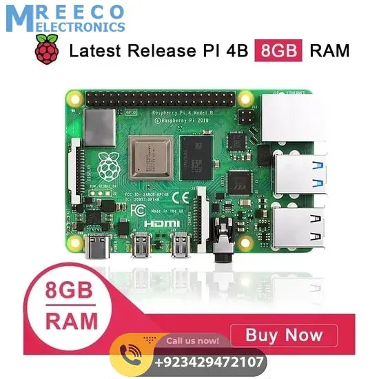 Raspberry Pi 4 8GB RAM Model B Quad Core CPU 1.5Ghz Development Board - Front View