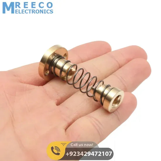 T8 Anti Backlash Spring Loaded Nut For CNC 8mm Threaded Rod Lead Screw - Front View