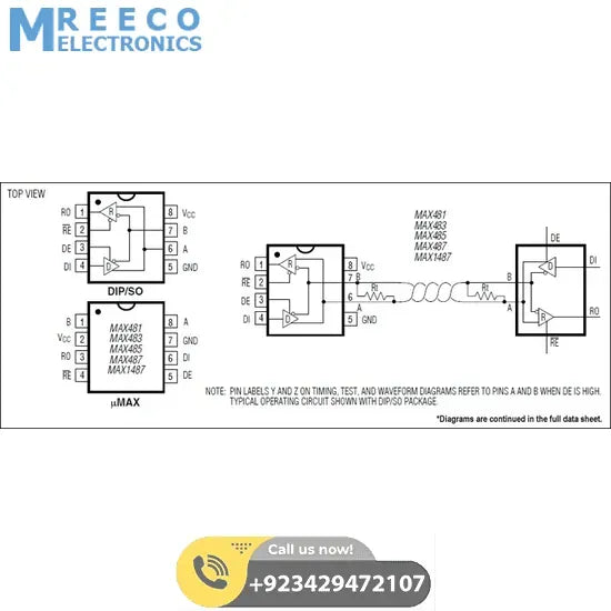 MAX485 RS485 Communication IC - Side View