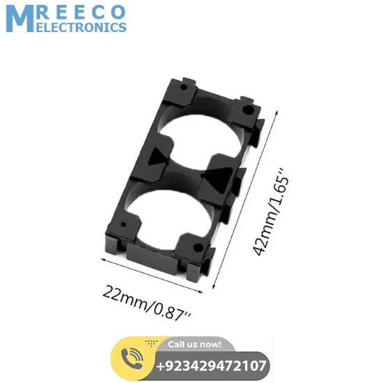 18650 lithium battery holder 2P - Side View