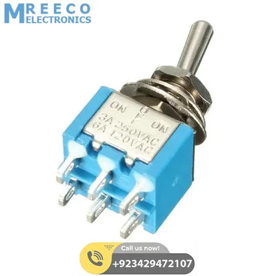 Mini MTS-203 6-Pin DPDT 6A 125VAC Toggle Switch 6 Pin On Off Toggle Switch 2 Positions - Side View