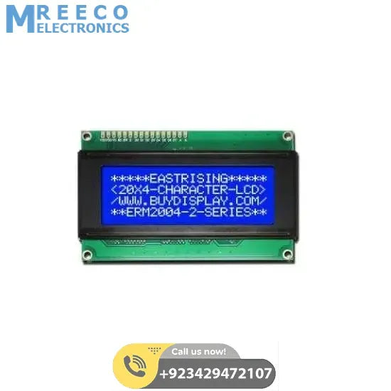 2004A 20X4 Character Blue Color LCD Display For Arduino - Front View