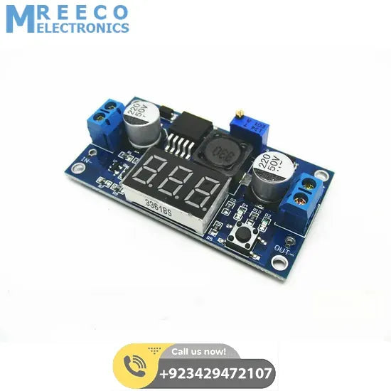 LM2596 2A Buck Step-down Power Converter Module DC 4.0~40 to 1.3-37V LED Voltmeter - Front View