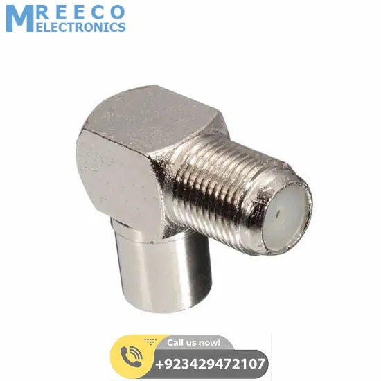 DELL 90 Degree Right Angled TV Aerial Cable Connector RF Coaxial F Female to TV Male Plug to Female Socket In Pakistan - Front View