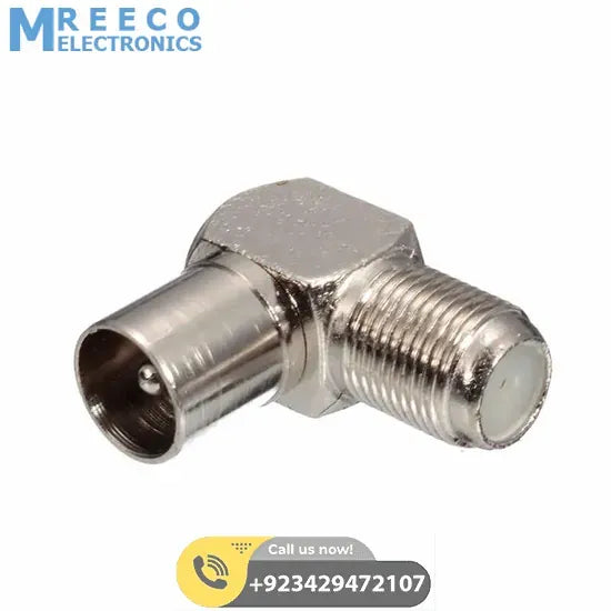 DELL 90 Degree Right Angled TV Aerial Cable Connector RF Coaxial F Female to TV Male Plug to Female Socket In Pakistan - Side View