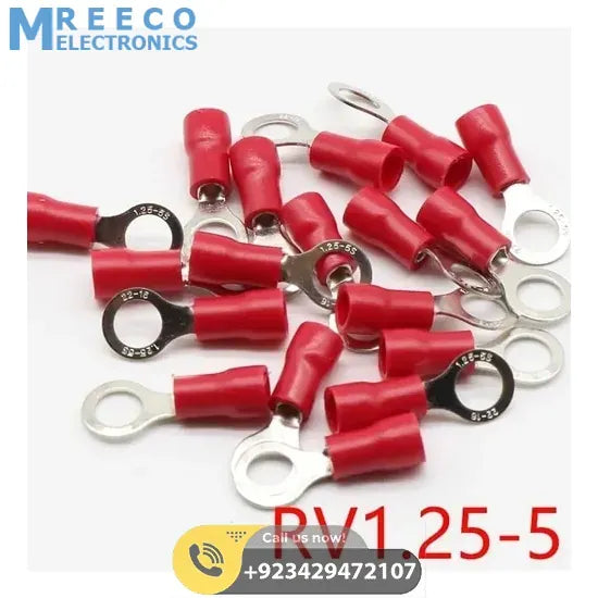 RV1.25-5 Insulated Crimp Ring Terminal Cable Wire Connector - Front View