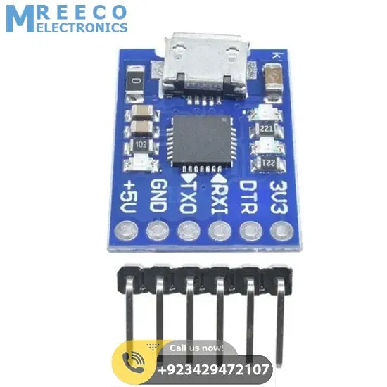 6 Pin CP2102 Micro USB to UART TTL Module Programmer - Side View