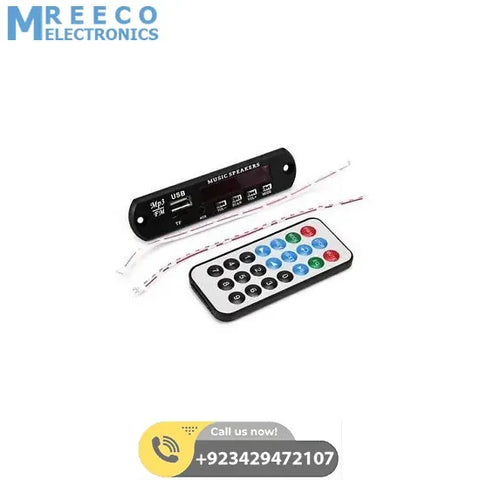 MP3 Player Amplifier Panel LED 5V Audio Module Support FM Radio USB TF AUX Remote No Bluetooth - Front View