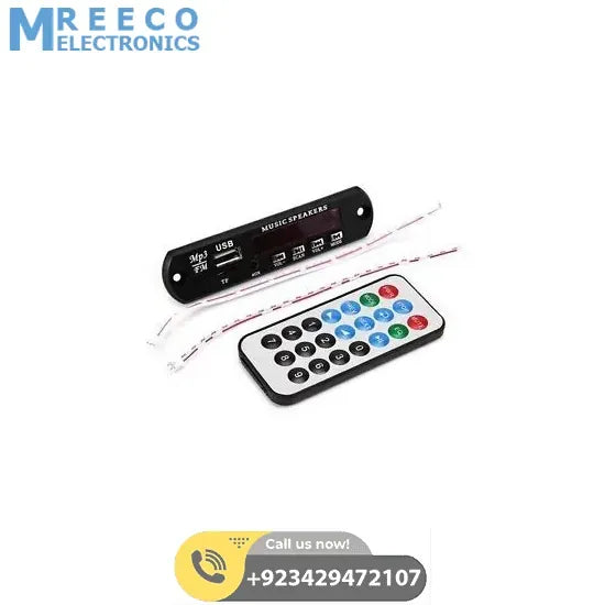 MP3 Player Amplifier Panel LED 5V Audio Module Support FM Radio USB TF AUX Remote No Bluetooth - Front View