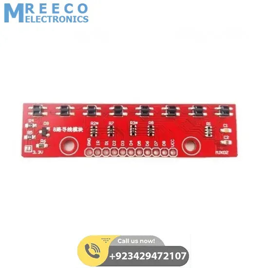 8 Channel Reflectance Sensor Array Module QTR-8A - Front View