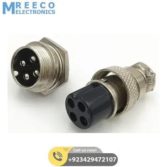 4 Pin 16mm XLR Cable Connector Panel Chassis Mount - Back View