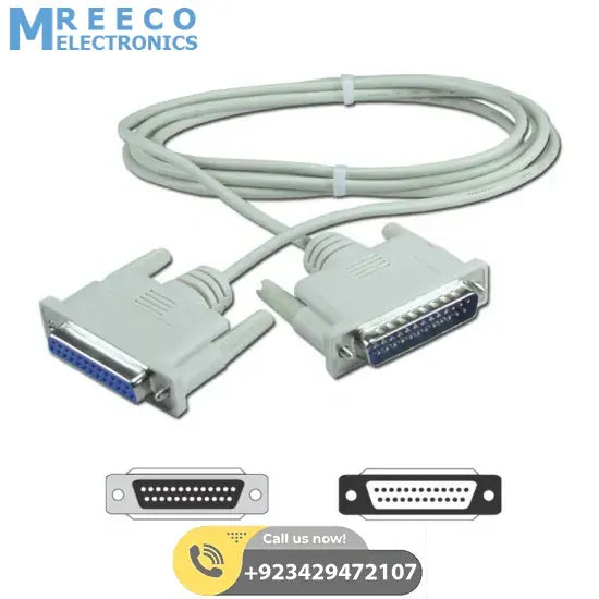 Male To Female DB25 25 Pin Parallel Port Cable MACH3 Cable - Front View